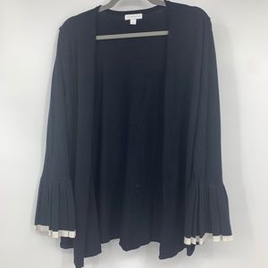 Charter Club large sweater cardigan open front pleated flare cuffs romantic blue